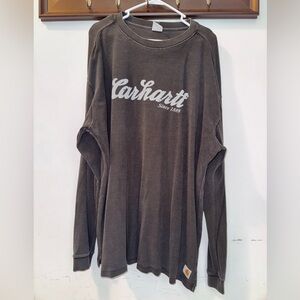 Carhartt Dark Gray Logo long Sleeve Thermal Size 2XL